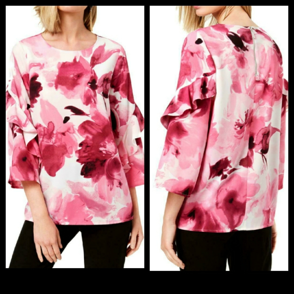 Alfani Pink Floral Blouse Size XXL NWT